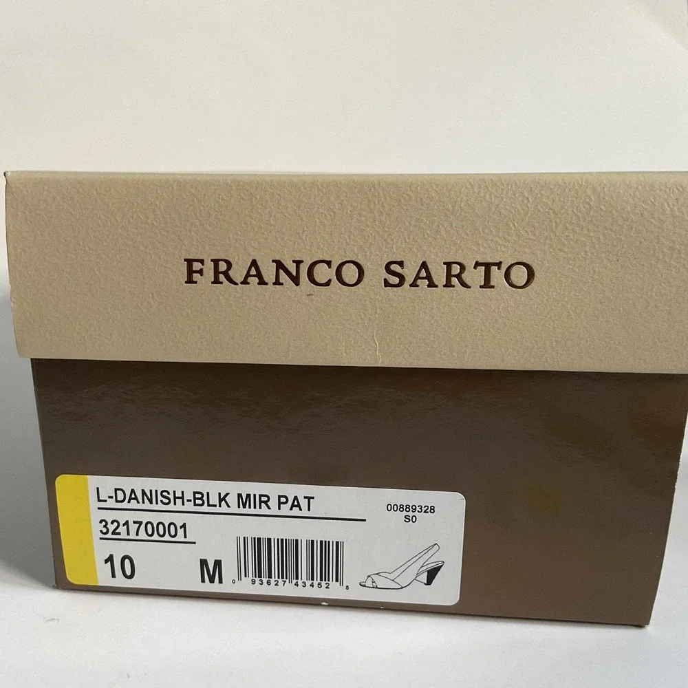 Franco‎ Sarto Black Patent Leather Slingback Pumps Size 10